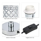 Crystal Bedside Table Lamp Sliver Bedroom Nightstand Light 220v/E27 Bulb Base Decorative Table Lamp Cute Study Lamps for Bedroom Décor Dresser Table Decoration