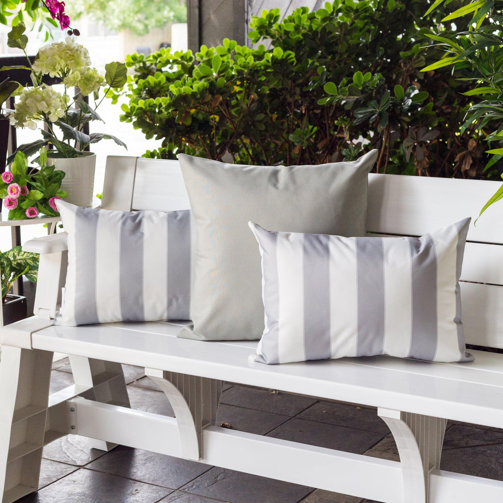 Horizon Stripe Pillow Set 14" x 20" with Water-Resistant Solarium Polyester - Multicolor Stripes