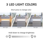 LED Nightstands 3 Drawer Dresser for Bedroom End Table with Acrylic Board LED Bedside Tables for Bedroom Living Room Bedside Furniture (White)