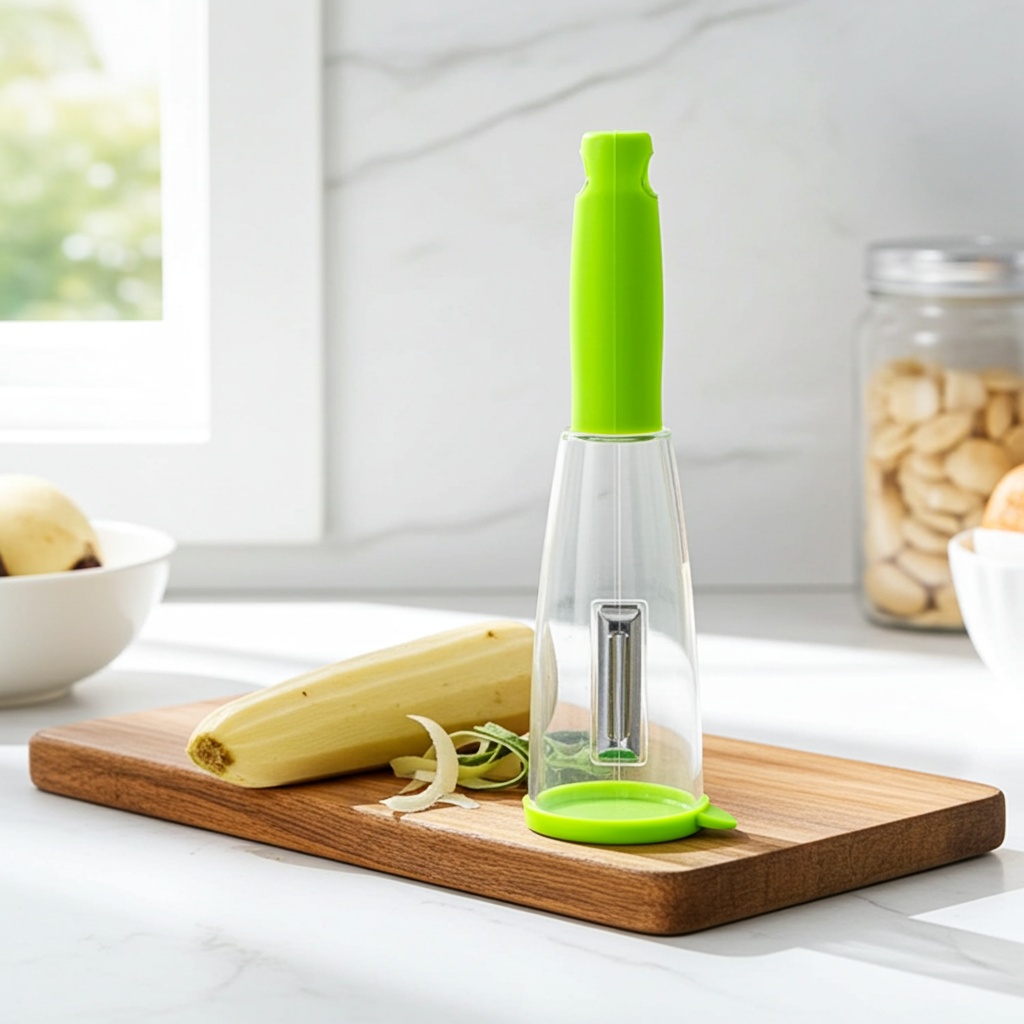 Vegetable Peeler & Shredder with Built-In Peel Catcher – 420 Steel Blade