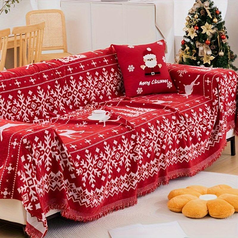 Festive Red Christmas Sofa Cover | Slipcovers for Couches (1-4 Seats)