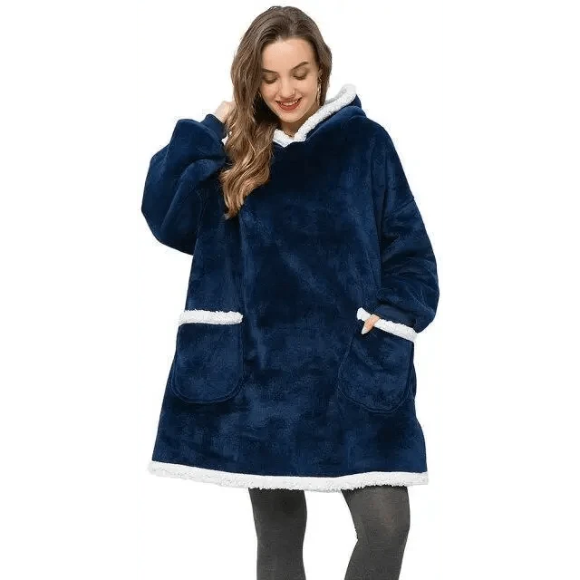 Fashion Winter Oversized Hoodie Women Sweatshirt Hooded Bathrobe Coats Blanket With Sleeves Fleece Christmas TV Blanket Warm Blank Flannel Hoodie Cozy Plush Blanket Hooded Blanket Design Hoodie For Men Women