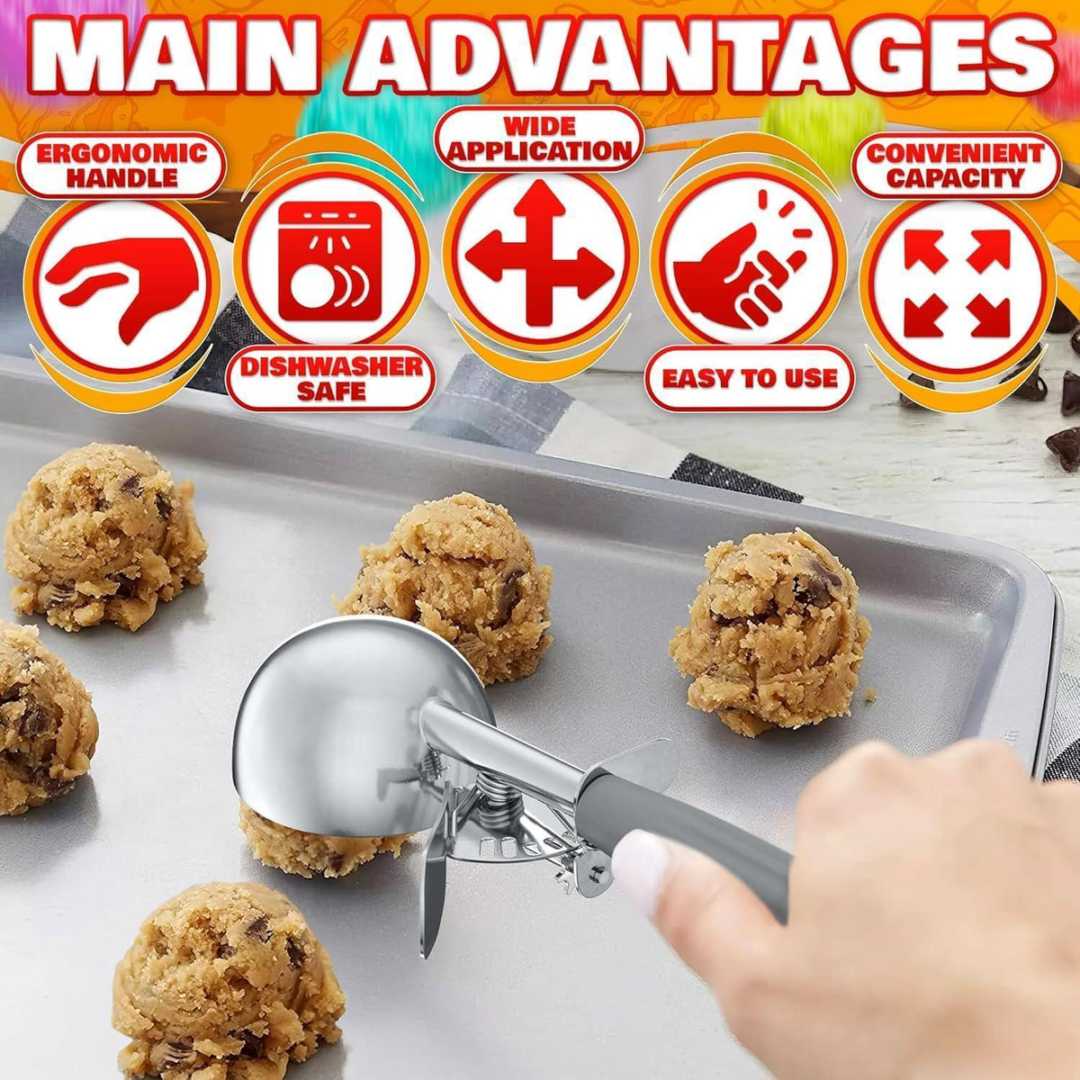 4 oz Ice Cream Scoop with Trigger Release #8 – Stainless Steel Versatile Tool for Baking Cookies and Desserts  Durable Easy to Clean Dishwasher Safe Ergonomic Design for Precise Culinary Portions