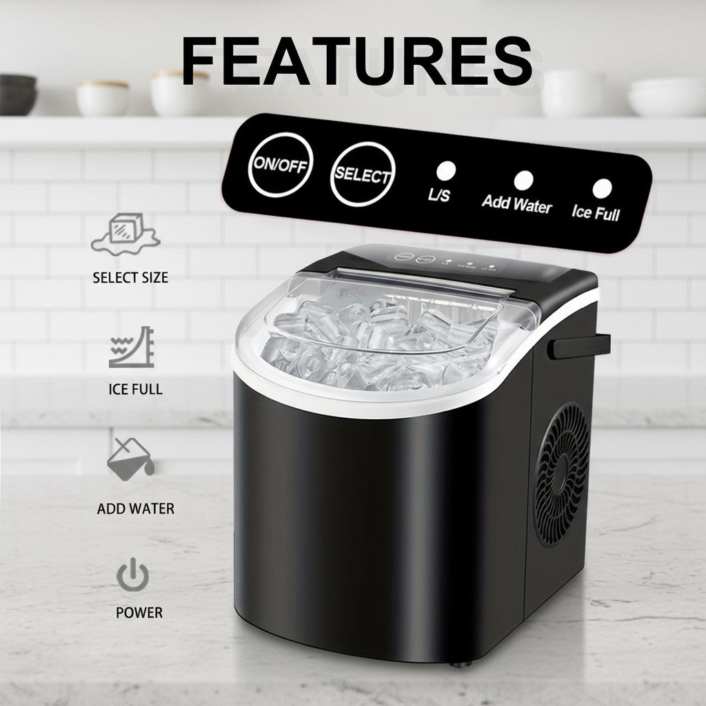 Portable Countertop Ice Maker Machine – Fast Ice Making, 2 Ice Sizes