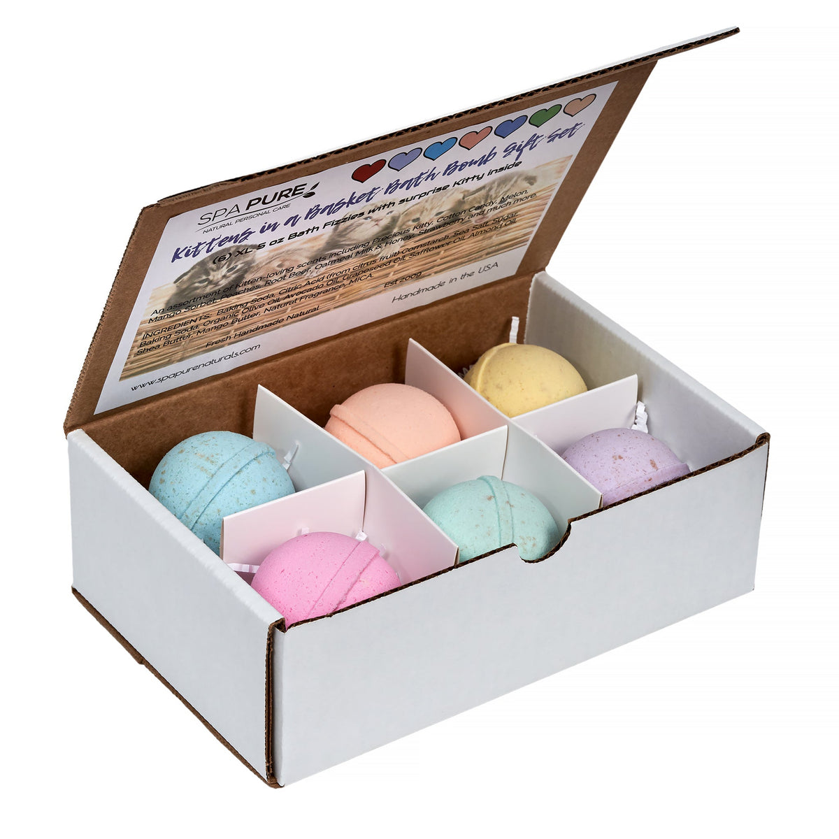 Spa Pure Kittens in Basket: 6 Adorable Kittens Bath Bombs