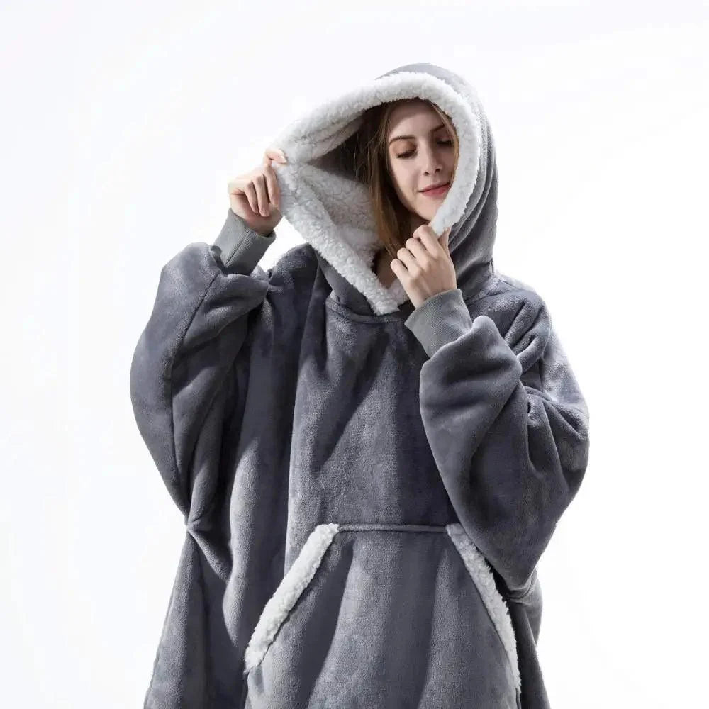 Modern Oversized Hoodie Blanket With Sleeves Sweatshirt Woman Fleece Hoody Women Pocket Female Hooded Oversized Hoodie Blanket Fleece Warm Cozy Blanket for Women One Size Fits All Men Women