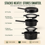 Stackable Ceramic Nonstick Cookware Set, 5-Piece