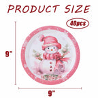 JASSEWRLY 40Pcs Christmas Snowman Disposable Paper Plates Holiday Party