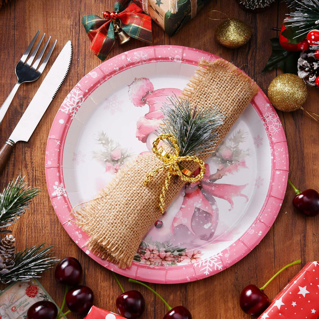 JASSEWRLY 40Pcs Christmas Snowman Disposable Paper Plates Holiday Party