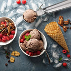 Stainless Steel Ice Cream Scooper, A Good Metal Scoop Tools For Kitchen, For Making Meatball/Melon Ball/Watermelon/Fruits, Measuring Spoon Cup for Cooking Baking